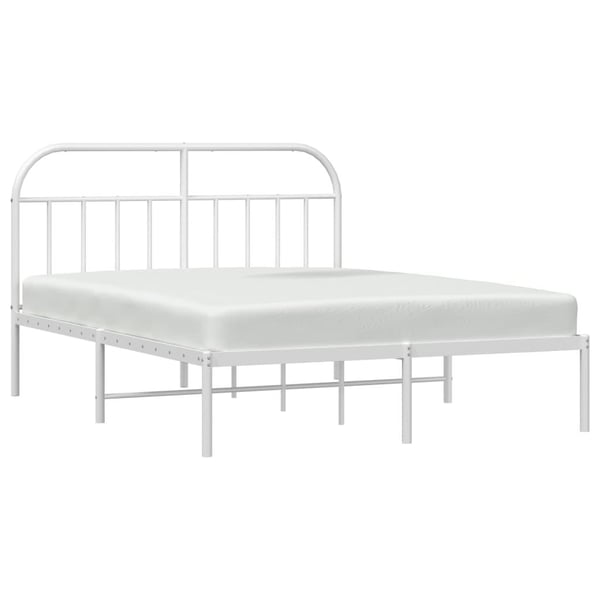 vidaXL Sengeramme i metall med sengegavl hvit 160x200 cm