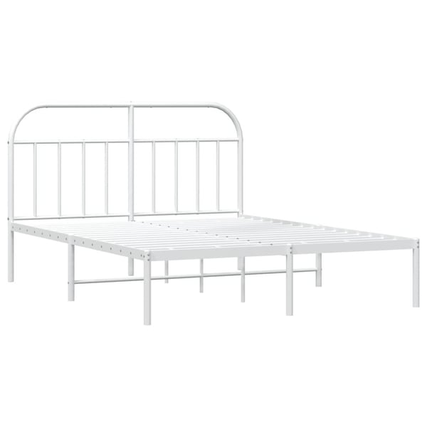 vidaXL Sengeramme i metall med sengegavl hvit 160x200 cm