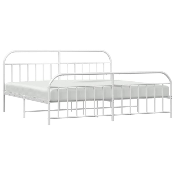 vidaXL Sengeramme i metall med hode- og fotgavl hvit 193x203 cm