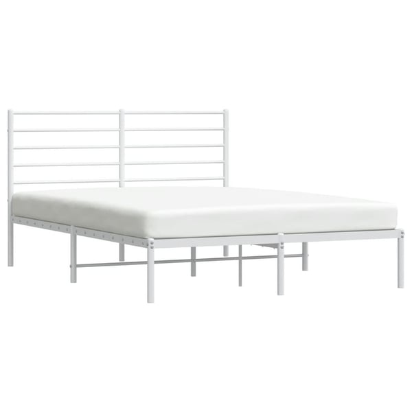 vidaXL Sengeramme i metall med sengegavl hvit 150x200 cm
