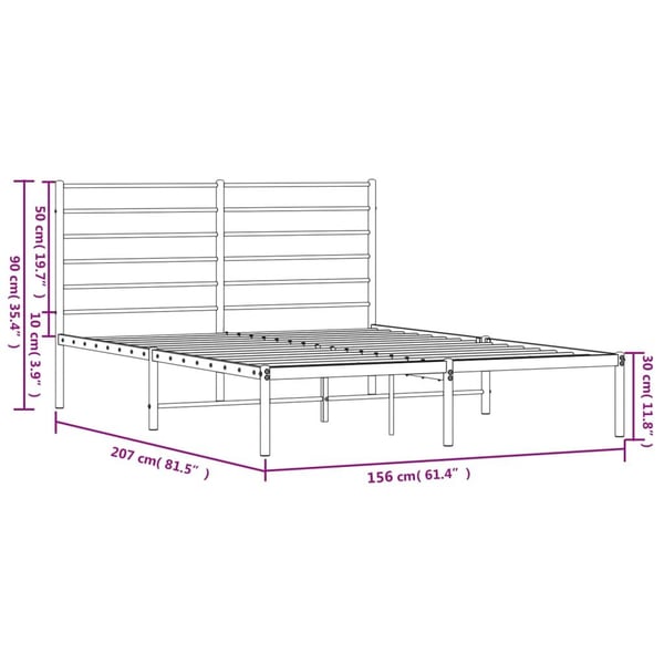 vidaXL Sengeramme i metall med sengegavl hvit 150x200 cm