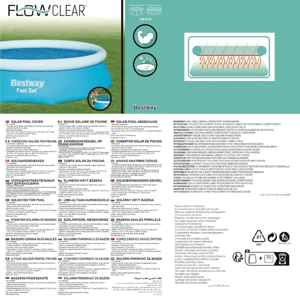 Bestway solopvarmet poolovertræk Flowclear 305 cm