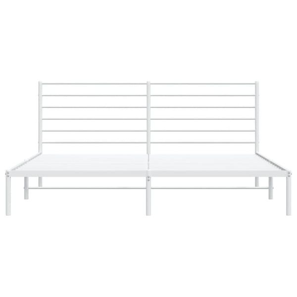 vidaXL Sengeramme i metall med hodegavl hvit 183x213 cm