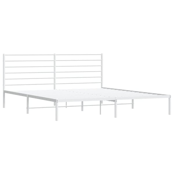 vidaXL Sengeramme i metall med hodegavl hvit 193x203 cm