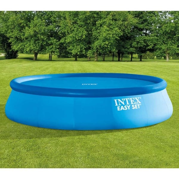 INTEX solopvarmet poolovertræk 448 cm polyethylen blå