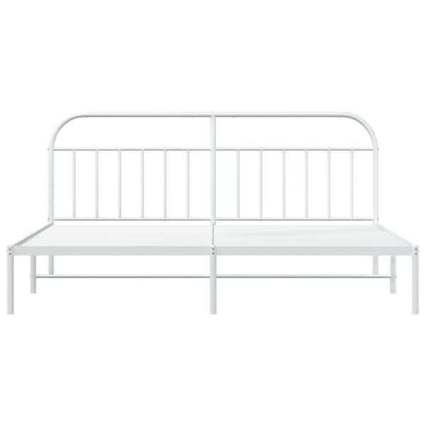 vidaXL Sengeramme i metall med sengegavl hvit 200x200 cm