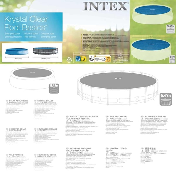 INTEX solopvarmet poolovertræk 538 cm polyethylen blå