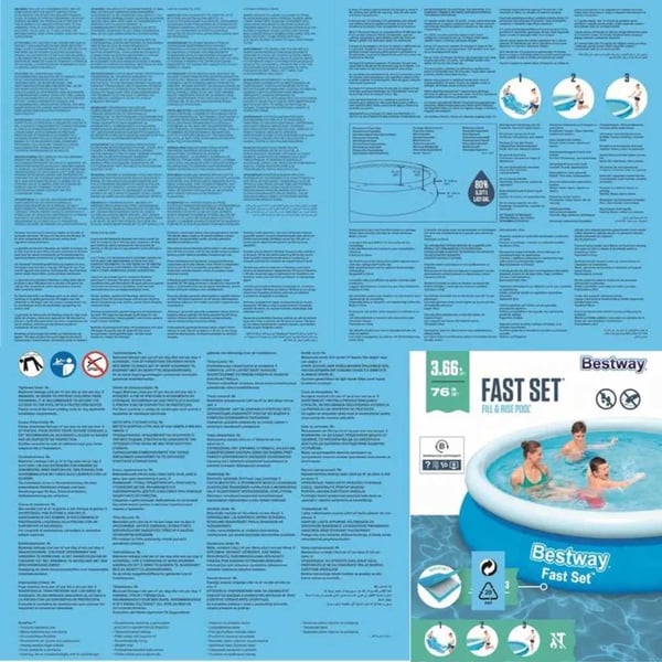 Bestway Oppblåsbart svømmebasseng Fast Set rundt 366x76 cm 57273