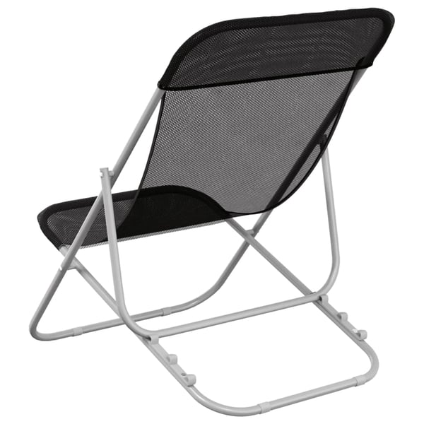 vidaXL Foldbare strandstoler 2 stk svart textilene pulverlakkert stål