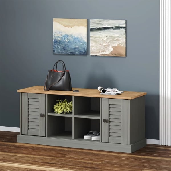 vidaXL skobænk VIGO 106x35x45 cm massivt fyrretræ grå