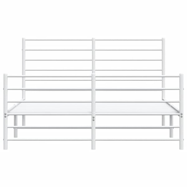vidaXL Sengeramme i metall med hode- og fotgavl hvit 140x190 cm