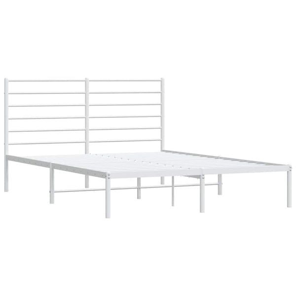 vidaXL Sengeramme i metall med hodegavl hvit 120x200 cm