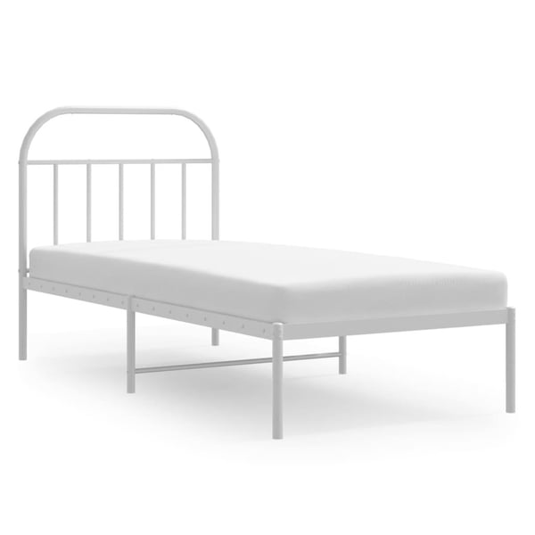 vidaXL Sengeramme i metall med hodegavl hvit 90x200 cm