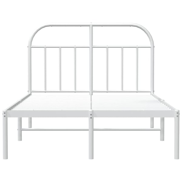 vidaXL Sengeramme i metall med hodegavl hvit 135x190 cm