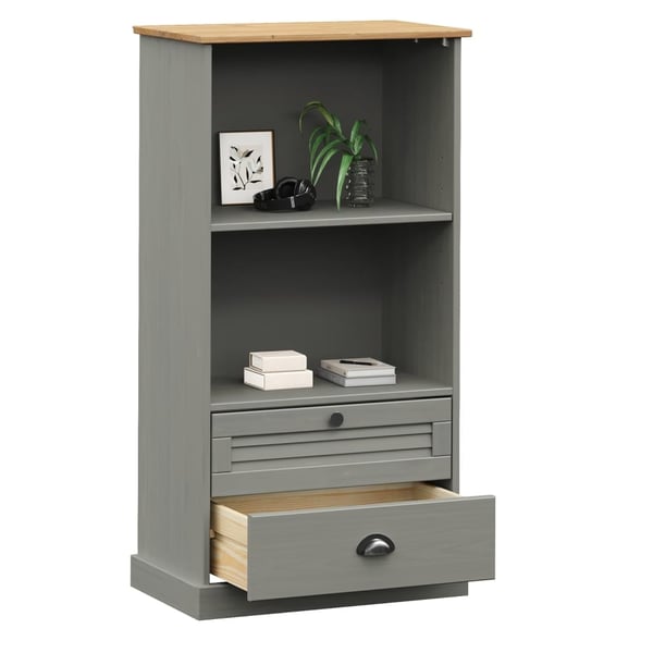 vidaXL bogreol VIGO 60x35x114,5 cm massivt fyrretræ grå