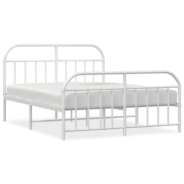 vidaXL Sengeramme i metall med hode- og fotgavl hvit 140x190 cm