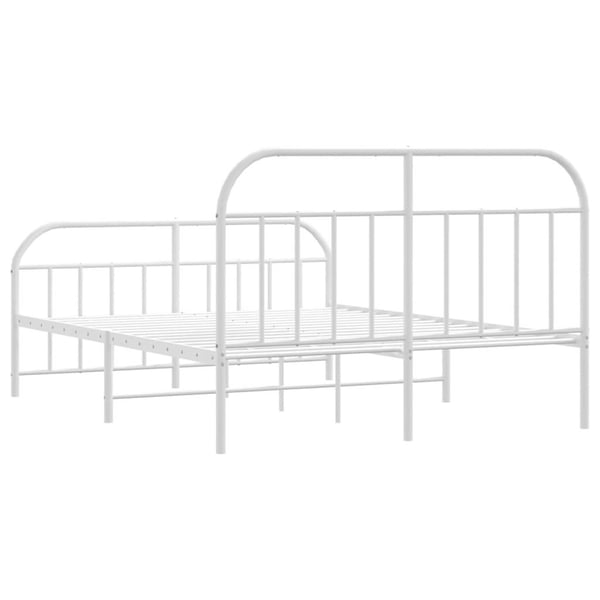 vidaXL Sengeramme i metall med hode- og fotgavl hvit 140x190 cm