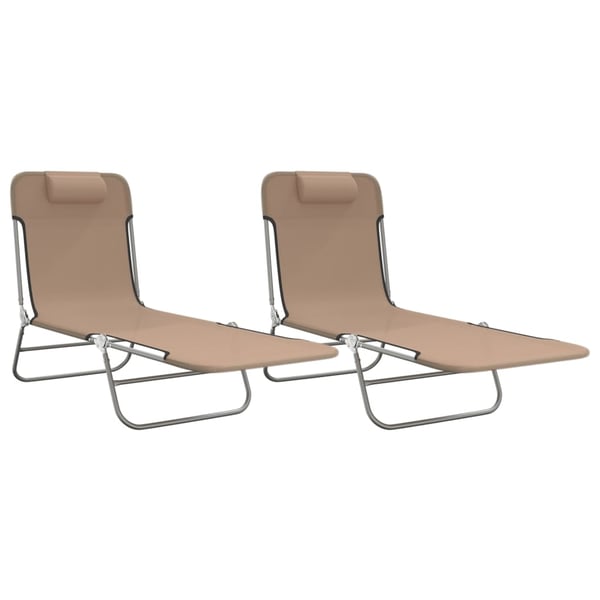 vidaXL Solstolar hopfällbara 2 st taupe textilene & stål