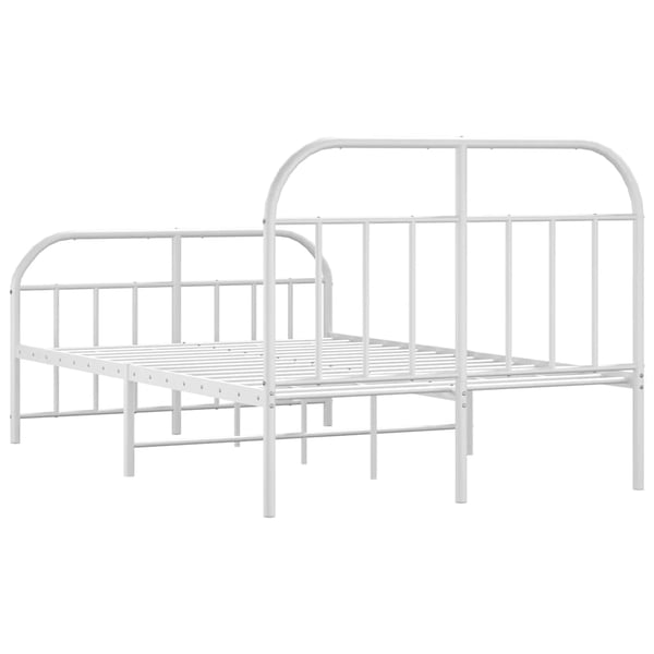 vidaXL Sengeramme i metall med hode- og fotgavl hvit 120x190 cm