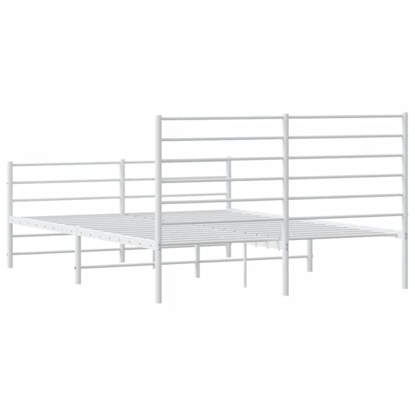 vidaXL Sengeramme i metall med hode- og fotgavl hvit 160x200 cm