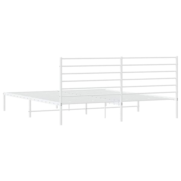 vidaXL Sengeramme i metall med sengegavl hvit 200x200 cm