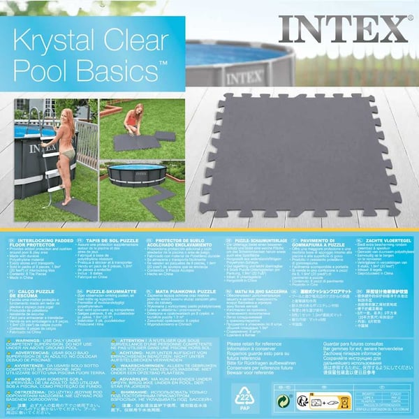 INTEX Sammenlåsende polstret gulvbeskytter 8 stk 50x50x0,5 cm 1,9 m²