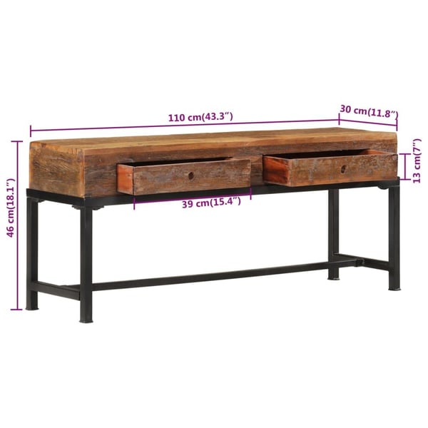 vidaXL TV-benk 110x30x46 cm gjenvunnet heltre