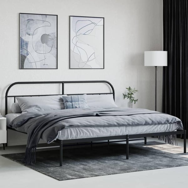vidaXL Sengeramme i metall med sengegavl svart 193x203 cm
