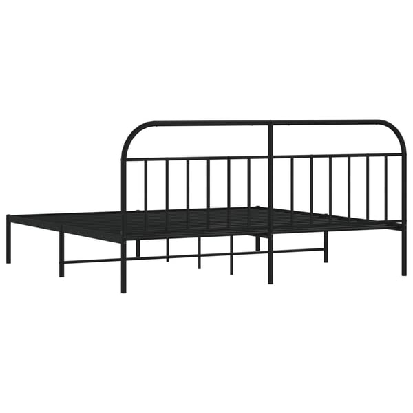 vidaXL Sengeramme i metall med sengegavl svart 193x203 cm