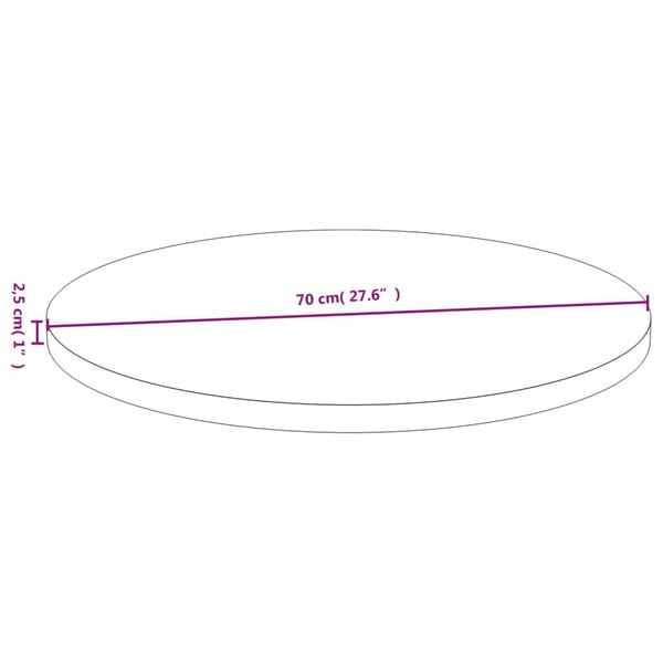 vidaXL Bordplate Ø70x2,5 cm bambus