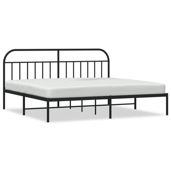 vidaXL Sengeramme i metall med sengegavl svart 200x200 cm