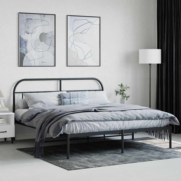 vidaXL Sengeramme i metall med sengegavl svart 180x200 cm