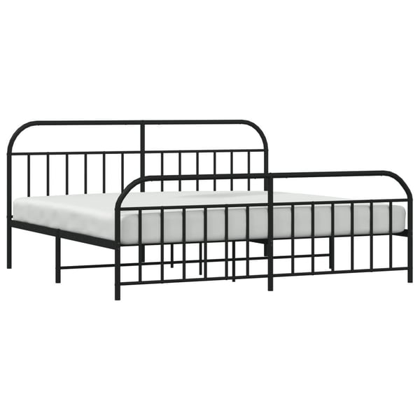 vidaXL Sengeramme i metall med hode- og fotgavl svart 193x203 cm