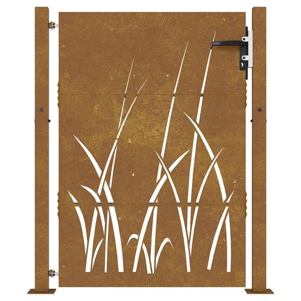 vidaXL havelåge 105x155 cm cortenstål græsdesign