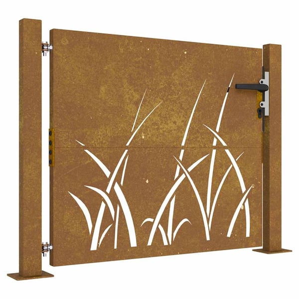 vidaXL havelåge 105x105 cm cortenstål græsdesign