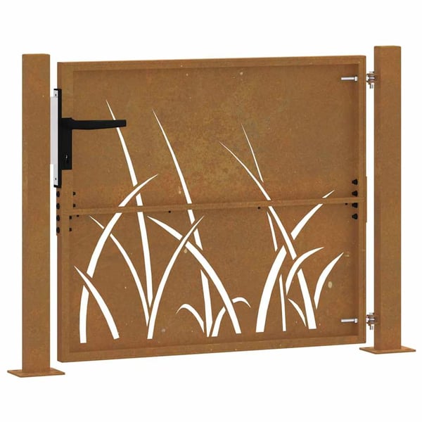 vidaXL havelåge 105x105 cm cortenstål græsdesign