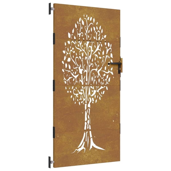 vidaXL havelåge 85x200 cm cortenstål trædesign