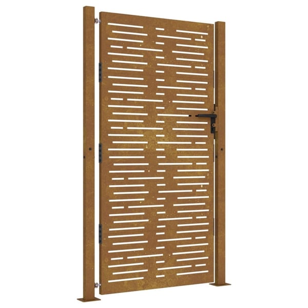 vidaXL Puutarhaportti 105x180 cm corten teräs raitakuvio
