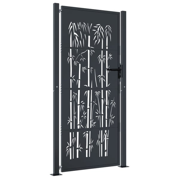 vidaXL Hageport antrasitt 105x180 cm stål bambusdesign