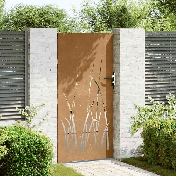 vidaXL havelåge 85x200 cm cortenstål græsdesign
