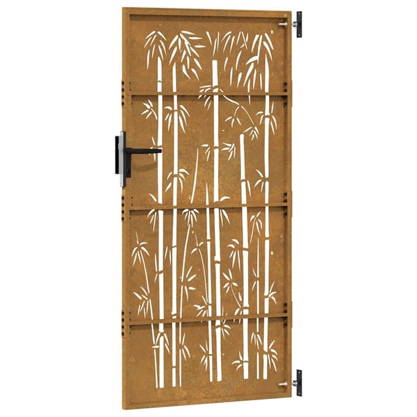 vidaXL Hageport 85x200 cm cortenstål bambusdesign
