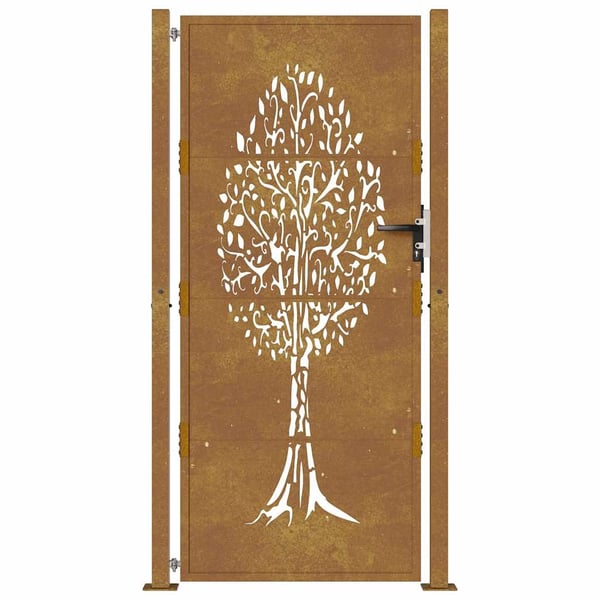 vidaXL Hageport 105x180 cm cortenstål tredesign