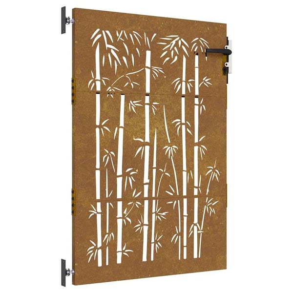 vidaXL Hageport 85x150 cm cortenstål bambusdesign