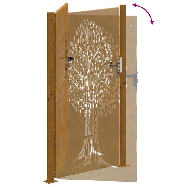 vidaXL Hageport 105x205 cm cortenstål tredesign