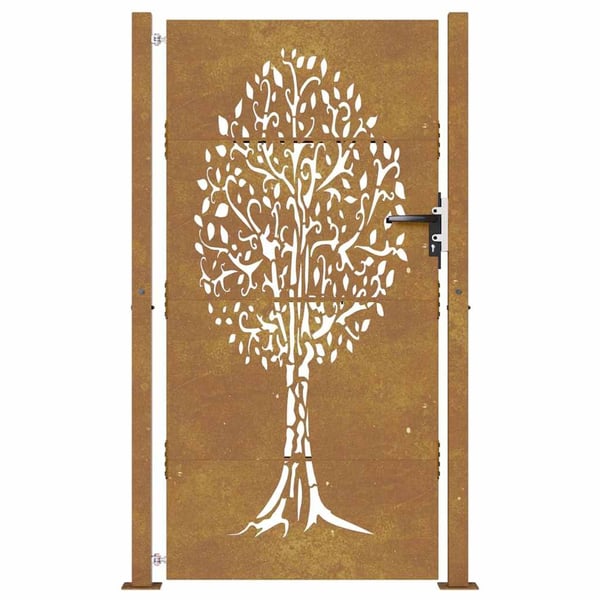 vidaXL Hageport 105x205 cm cortenstål tredesign