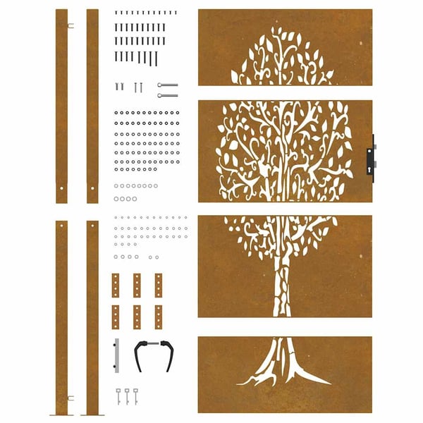 vidaXL Hageport 105x205 cm cortenstål tredesign