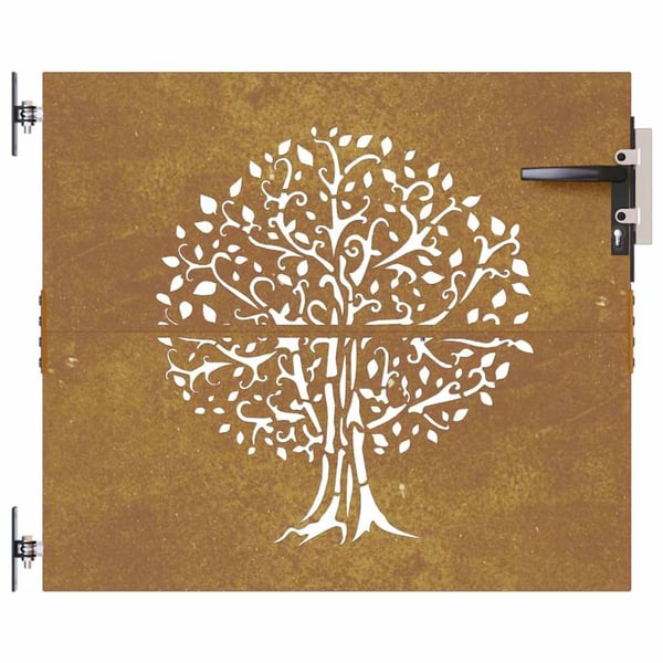 vidaXL Puutarhaportti 85x100 cm corten teräs puukuvio