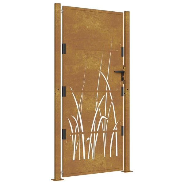 vidaXL havelåge 105x205 cm cortenstål græsdesign
