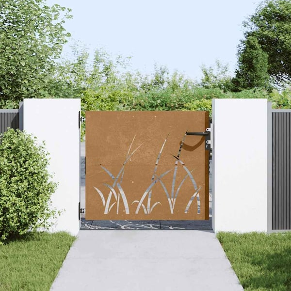 vidaXL Hageport 85x100 cm cortenstål gressdesign