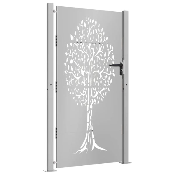 vidaXL Puutarhaportti 105x180 cm corten teräs puukuvio